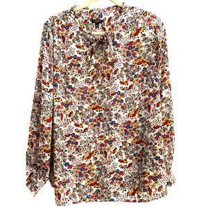 Women's Talbots Petite Plus Size Multicolored Retro Floral Blouse Size 2XP